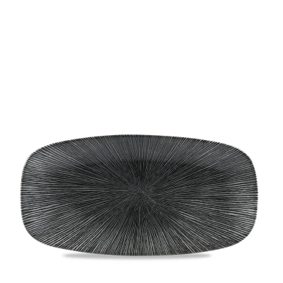 CHURCHILL SUPER VITRIFIED STUDIO PRINTS AGANO BLACK OBLONG PLATE 14X7.4Inch