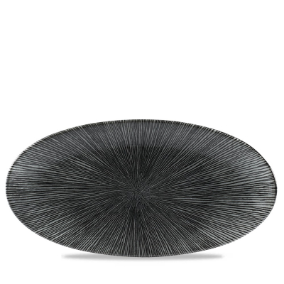 CHURCHILL SUPER VITRIFIED STUDIO PRINTS AGANO BLACK OVAL PLATE 11.8X5.9Inch