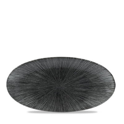 CHURCHILL SUPER VITRIFIED STUDIO PRINTS AGANO BLACK OVAL PLATE 13.7X6.8Inch