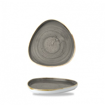 CHURCHILL STONECAST GREY 20CM TRIANGLE WALLED CHEFS PLATE