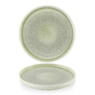 HARVEST GRAIN SPECKLED GREEN ROUND WALLED PLATE 26CM