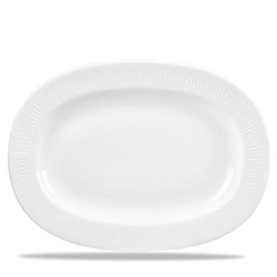 CHURCHILL SUPER VITRIFIED BAMBOO WHITE RIMMED OVAL DISH 13Inch