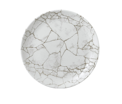 CHURCHILL SUPER VITRIFIED STUDIO PRINTS KINTSUGI AGATE GREY COUPE PLATE 8.5Inch