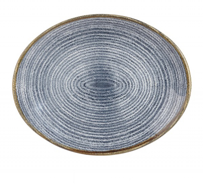 CHURCHILL SUPER VITRIFIED STUDIO PRINTS SLATE BLUE OVAL COUPE PLATE 12.5X10Inch