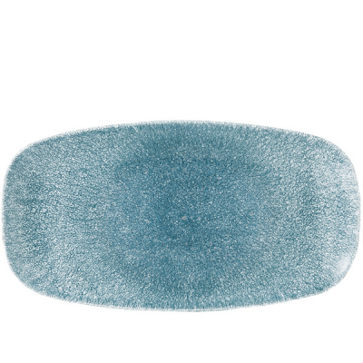 CHURCHILL SUPER VITRIFIED STUDIO PRINTS RAKU TOPAZ BLUE OBLONG PLATE 14X7.4Inch