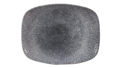CHURCHILL SUPER VITRIFIED STUDIO PRINTS RAKU TOPAZ BLUE OBLONG PLATE 10.3X8Inch