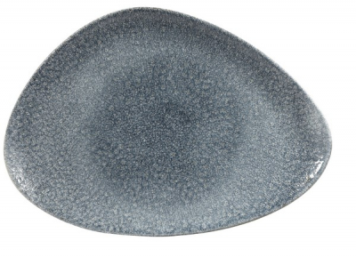 CHURCHILL SUPER VITRIFIED STUDIO PRINTS RAKU TOPAZ BLUE TRIANGULAR PLATE 14X9.8Inch