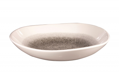 CHURCHILL SUPER VITRIFIED STUDIO PRINTS RAKU QUARTZ BLACK ORGANIC BOWL 38.7OZ