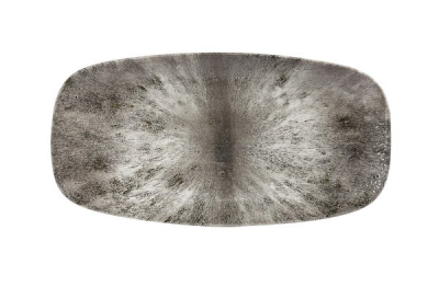CHURCHILL SUPER VITRIFIED STUDIO PRINTS STONE QUARTZ BLACK OBLONG PLATE 11.7X6Inch