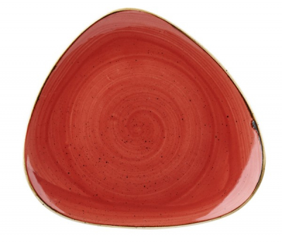 CHURCHILL SUPER VITRIFIED STONECAST BERRY RED TRIANGULAR PLATE 12.2Inch