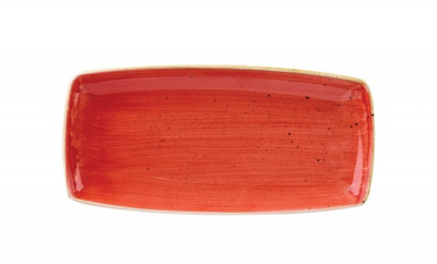 CHURCHILL SUPER VITRIFIED STONECAST BERRY RED OBLONG PLATE 13.6X7.3Inch