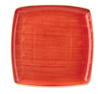 CHURCHILL SUPER VITRIFIED STONECAST BERRY RED SQUARE PLATE 10.6Inch