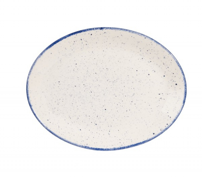 CHURCHILL SUPER VITRIFIED STONECAST HINTS INDIGO BLUE OVAL PLATE 12Inch
