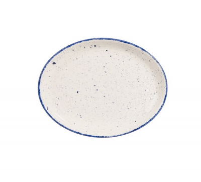CHURCHILL SUPER VITRIFIED STONECAST HINTS INDIGO BLUE OVAL PLATE 10Inch