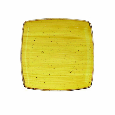 CHURCHILL SUPER VITRIFIED STONECAST MUSTARD DEEP SQUARE PLATE 10.6Inch