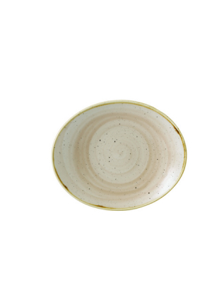 CHURCHILL SUPER VITRIFIED STONECAST NUTMEG CREAM OVAL PLATE 7.6X6.3Inch
