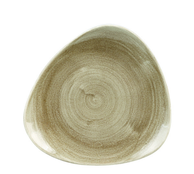 CHURCHILL SUPER VITRIFIED STONECAST PATINA ANTIQUE TAUPE TRIANGULAR PLATE 9Inch
