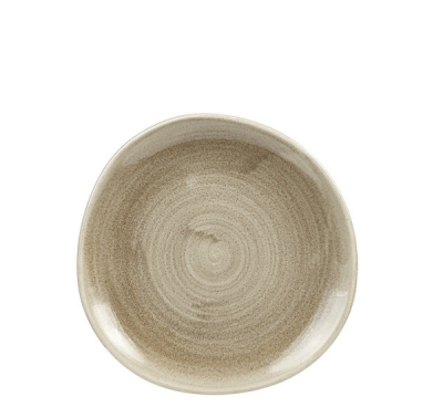 CHURCHILL SUPER VITRIFIED STONECAST PATINA ANTIQUE TAUPE ORGANIC PLATE 8.3Inch
