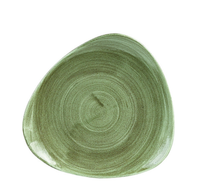 CHURCHILL SUPER VITRIFIED STONECAST PATINA BURNISHED GREEN TRIANGULAR PLATE 9Inch