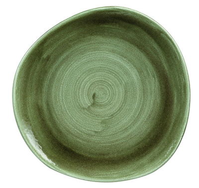 CHURCHILL SUPER VITRIFIED STONECAST PATINA BURNISHED GREEN ORGANIC PLATE 11.3Inch