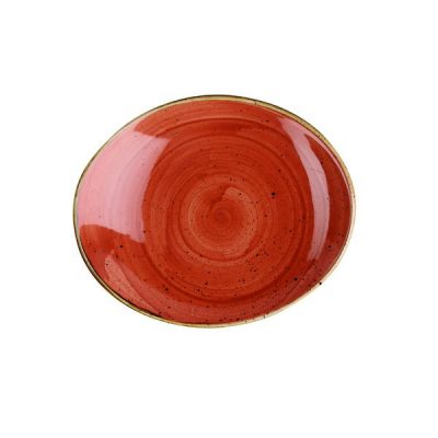 CHURCHILL SUPER VITRIFIED STONECAST SPICED ORANGE OVAL COUPE PLATE 7.6X6.3Inch