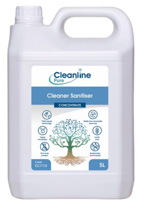 CLEANLINE PURE CONCENTRATE 5L UNFRAGRANCED CLEANER SANITISER