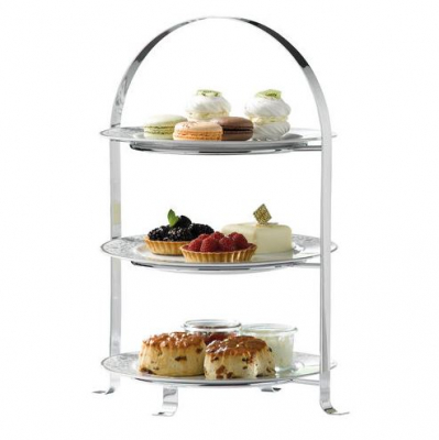 3 TIER CHROME SERVING CAKE STAND MAX 26CM DPS