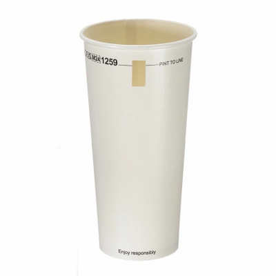 PINT TO LINE WHITE PAPER TUMBLER WITH WINDOW AQUEOUS LINED