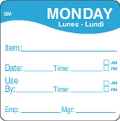 DISSOLVE DAY LABEL USE BY DATE 51X51CM MONDAY