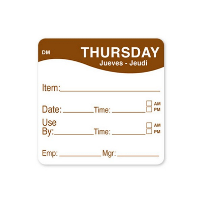 DISSOLVE DAY LABEL USE BY DATE 51X51CM THURSDAY