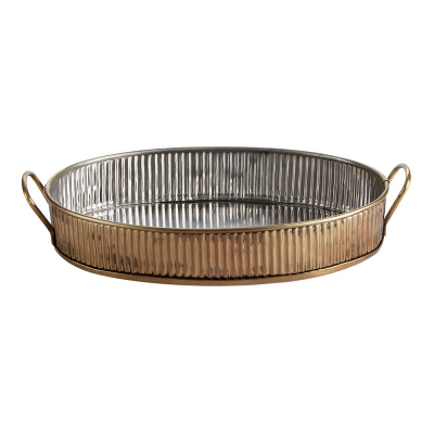 ANTIQUE SILVER RANGE SERVING TRAY ANTIQUE BRASS 31CM