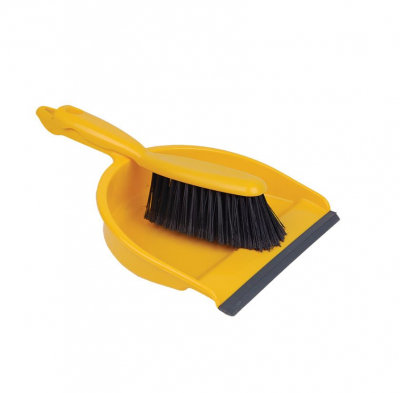 DUSTPAN & BRUSH STIFF YELLOW