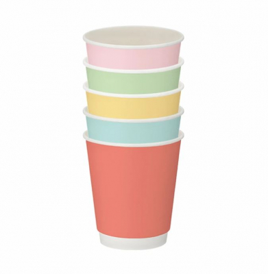 12OZ CONFETTI MIXED COLOUR DOUBLE WALLED HOT CUP PE LINED
