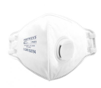 FFP3 VALVED DOLOMITE FOLD FLAT RESPIRATOR MASK WHITE