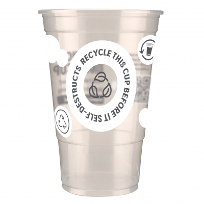 BIO HALF PINT TO BRIM PLASTIC GLASS SELF DESTRUCT