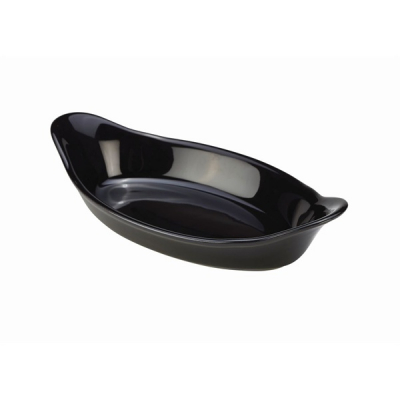 GENWARE STONEWARE BLACK OVAL EARED DISH 9.1OZ