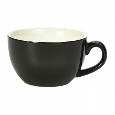 GENWARE PORCELAIN BLACK BOWL SHAPED CUP 8.8OZ