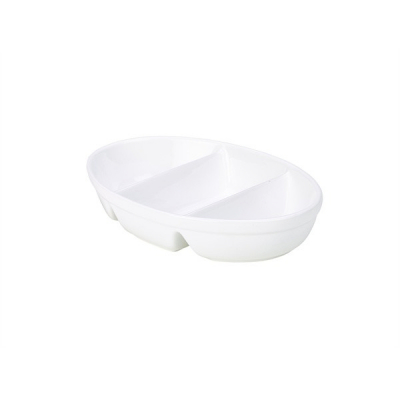 GENWARE WHITE PORCELAIN 3 DIVIDED OVAL DISH 11X7.7Inch