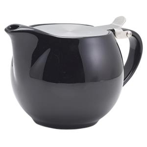 GENWARE PORCELAIN BLACK TEAPOT WITH LID & INFUSER 17.6OZ