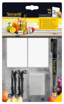 SECURIT WHITE CHALK TAGS 7.4X5.2CM X20 TAG-A8-BL