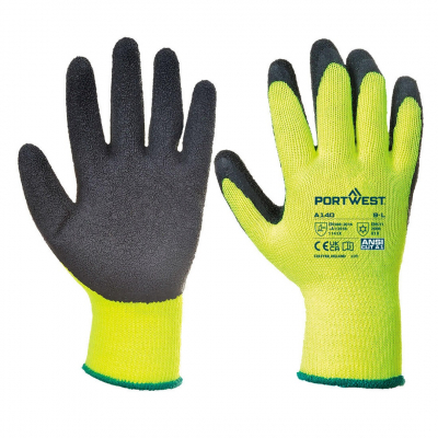 SMALL BLACK & YELLOW COLD LATEX CRINKLE GLOVES