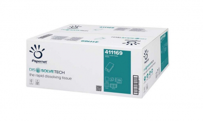 PAPERNET DISSOLVE TECH 2PLY V FOLD HAND TOWEL WHITE/EMBOSSED X 3150