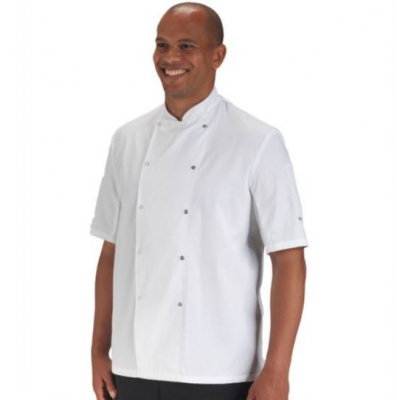 ADC SHORT SLEEVE CHEFS JACKET WITH STAYCOOL WHITE SIZE XS