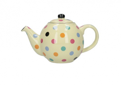 LONDON POTTERY GLOBE 2 CUP TEAPOT IVORY MULTI SPOT