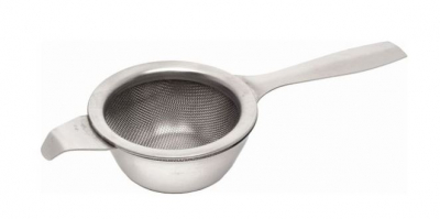TEA STRAINER AND BOWL 18/8 POLISHED STAINLESS STEEL