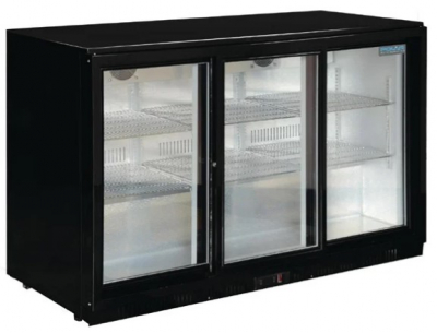 POLAR TRIPLE SLIDING DOOR BACK BAR CHILLER IN BLACK GL006