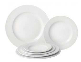 PURE WHITE WIDE RIMMED PLATES 10Inch 25CM  BOX OF 24 E10025