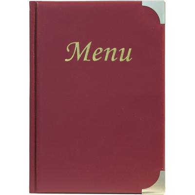 A5 MENU HOLDER WINE RED 8 PAGE