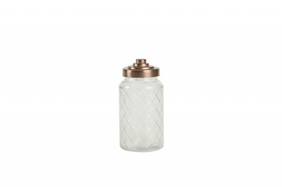 LARGE LATTICE GLASS JAR WITH COPPER LID (1200ML) D106x H212