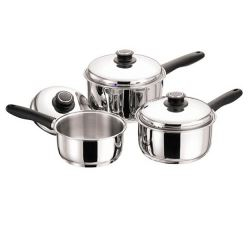 3 PIECE STAINLESS STEEL SAUCEPAN SET 16CM,18CM, 20CM POLISHED FINISH